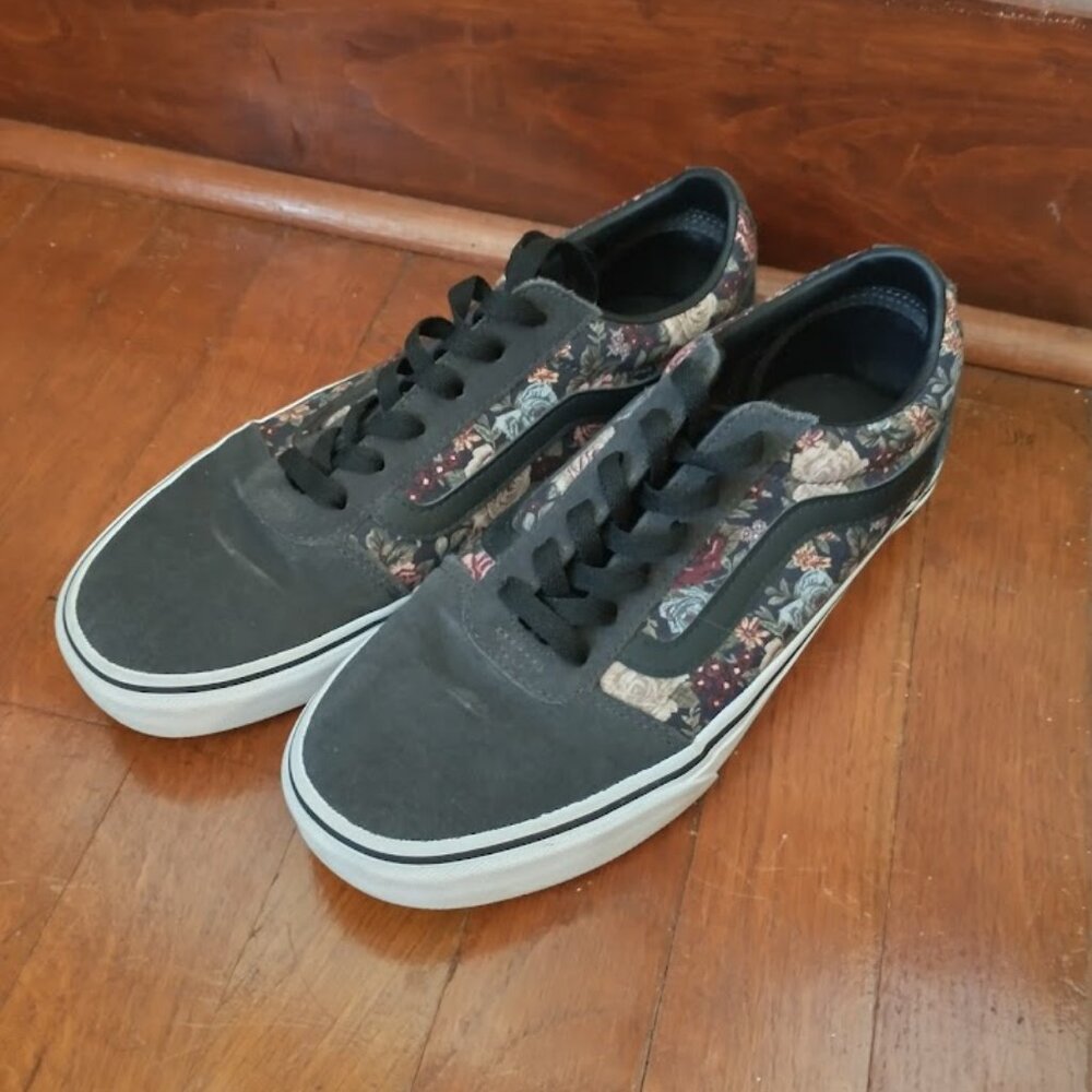 Van's Old Skool Shoes Black Tapestry Design Women's Size 9.0 (40)
